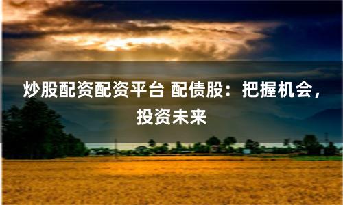 炒股配资配资平台 配债股：把握机会，投资未来