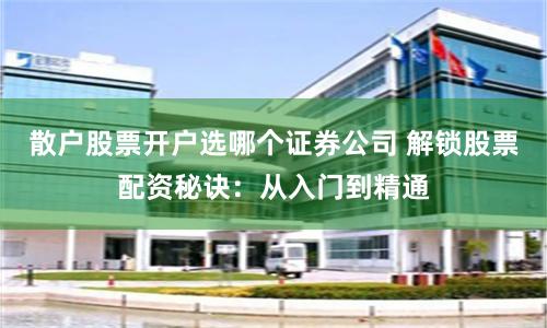 散户股票开户选哪个证券公司 解锁股票配资秘诀：从入门到精通