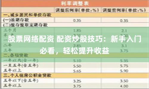 股票网络配资 配资炒股技巧：新手入门必看，轻松提升收益
